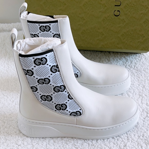 Gucci Shoes - GUCCI Women's GG Jersey Leather Chelsea Boots